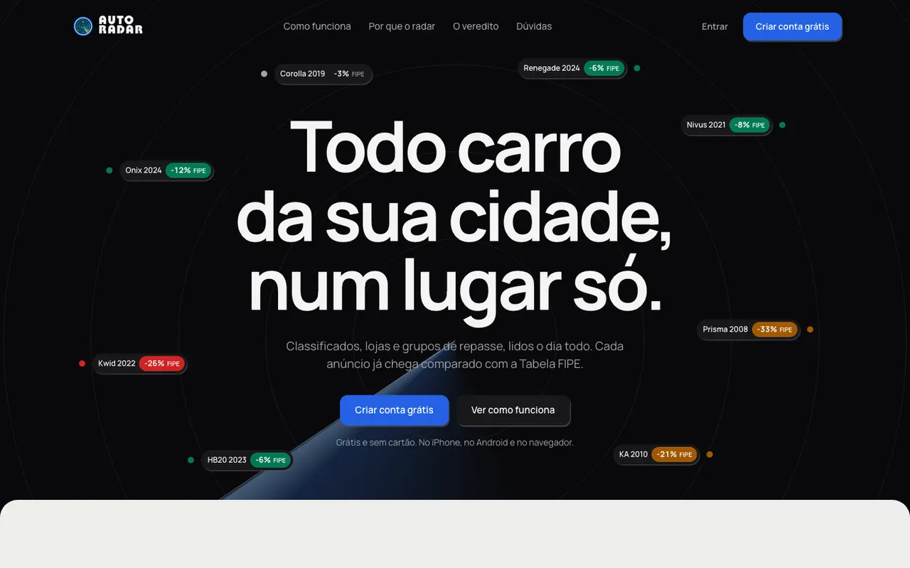 Tela do AUTO RADAR